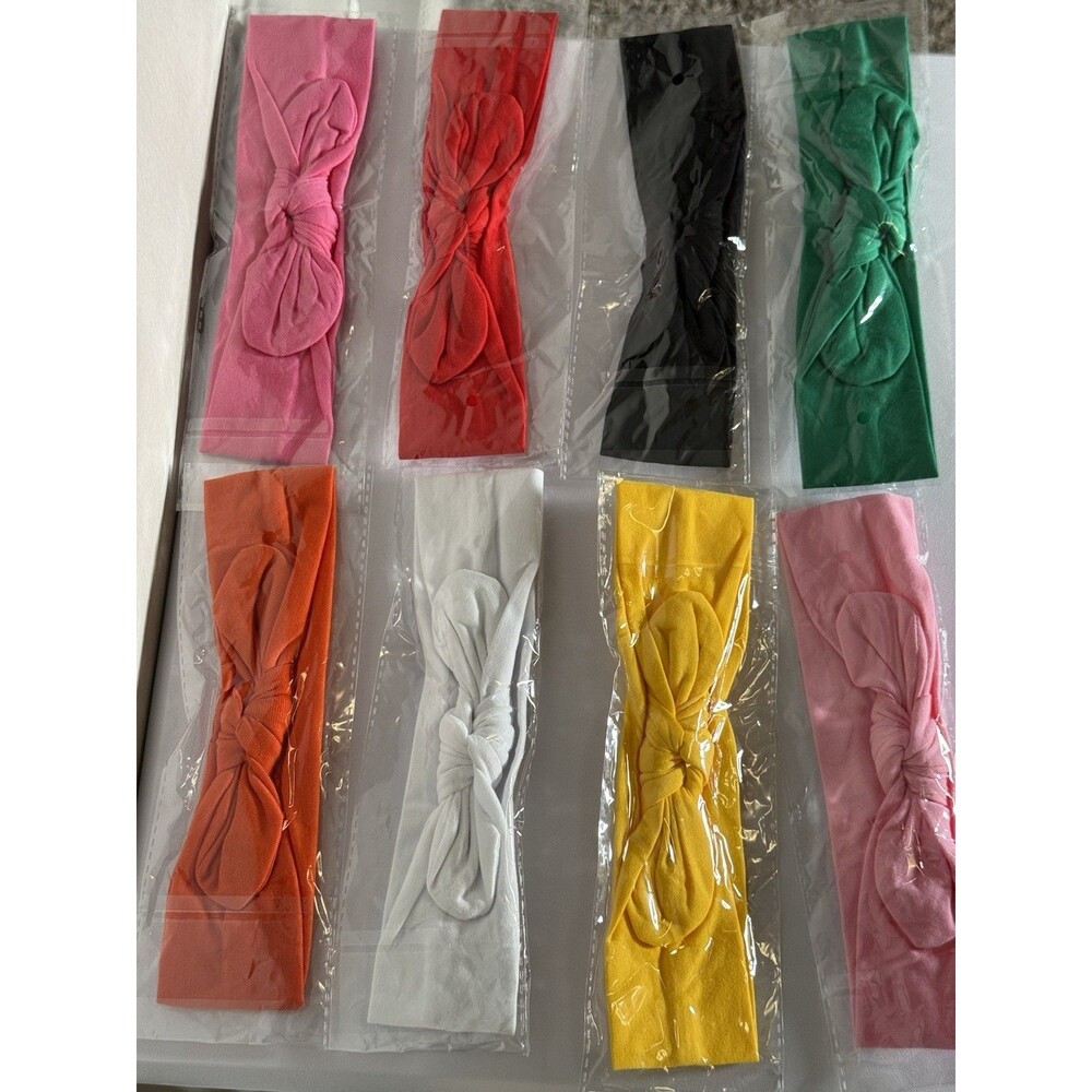 New HBF Happy Your Life 8-Pack Multi-Color Soft Elastic Bow Baby Headbands